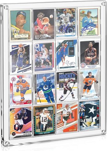 إطار عرض بطاقة التداول مع حامل بطاقات، حامل بطاقة بيسبول للحماية من الأشعة فوق البنفسجية، إطار بطاقة أكريليك شفاف مثبت على الحائط بسعة 16 بطاقة للبطاقات الرياضية in Kuwait