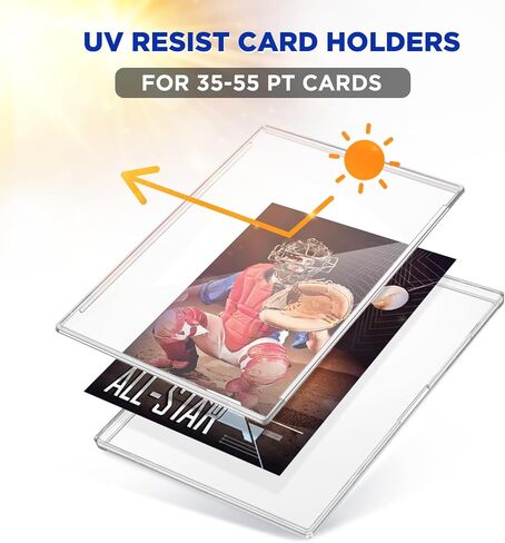 إطار عرض بطاقة التداول مع حامل بطاقات، حامل بطاقة بيسبول للحماية من الأشعة فوق البنفسجية، إطار بطاقة أكريليك شفاف مثبت على الحائط بسعة 16 بطاقة للبطاقات الرياضية in Kuwait