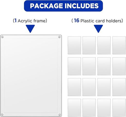 إطار عرض بطاقة التداول مع حامل بطاقات، حامل بطاقة بيسبول للحماية من الأشعة فوق البنفسجية، إطار بطاقة أكريليك شفاف مثبت على الحائط بسعة 16 بطاقة للبطاقات الرياضية in Kuwait