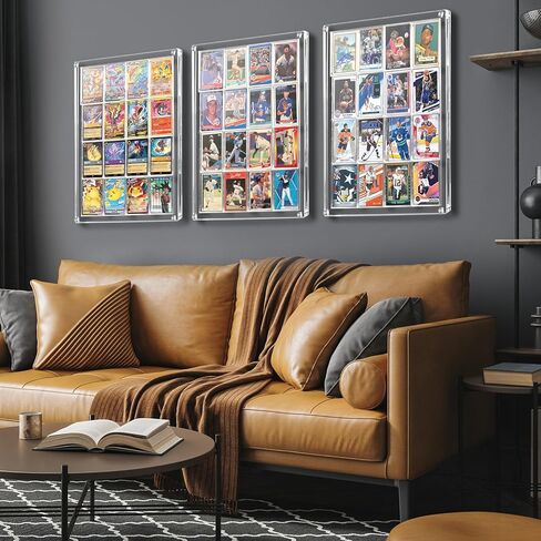 إطار عرض بطاقة التداول مع حامل بطاقات، حامل بطاقة بيسبول للحماية من الأشعة فوق البنفسجية، إطار بطاقة أكريليك شفاف مثبت على الحائط بسعة 16 بطاقة للبطاقات الرياضية in Kuwait