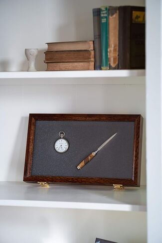 Two Timbers Medium Display Case with Walnut Finish Handmade Wood Box with Glass Top, Arrowheads, Knives, Rocks, Pins, Collectibles, Collections, Medals, Military Coins 4h, Memory Box Keepsakes in Saudi Arabia