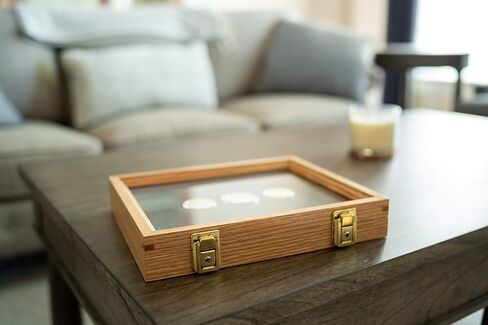 Two Timbers Medium Display Case with Walnut Finish Handmade Wood Box with Glass Top, Arrowheads, Knives, Rocks, Pins, Collectibles, Collections, Medals, Military Coins 4h, Memory Box Keepsakes in Saudi Arabia