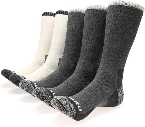 MIRMARU Men’s 5 Pairs Hiking Outdoor Trail Running Trekking Moisture Control Terry Full-Cushioned Crew Socks in Saudi Arabia
