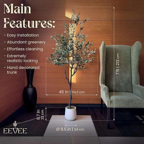 Handmade Faux Olive Tree 7 Feet, Olive Trees Artificial Indoor, Potted Realistic Looking Fake Olive Tree in Saudi Arabia