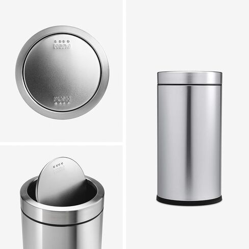 simplehuman 55 Liter / 14.5 Gallon Commercial Swing Top Trash Can, ADA-Compliant, 11-20 Gallons, Brushed Stainless Steel in Saudi Arabia