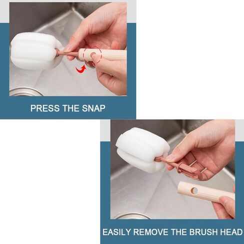 2PCS Bottle Sponge with Handle, Soft Bottle Brush, Bottle Scrubber for Mugs Coffee Cups Glasses Wine Bottle Baby Bottle Dish Washing in Saudi Arabia