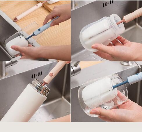2PCS Bottle Sponge with Handle, Soft Bottle Brush, Bottle Scrubber for Mugs Coffee Cups Glasses Wine Bottle Baby Bottle Dish Washing in Saudi Arabia