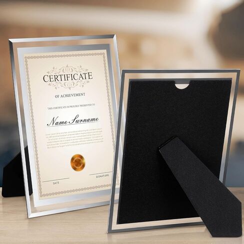 Namalu 4 قطع إطار رخصة عمل مقاس 8.5 × 5.5، إطار صورة لإطارات الشهادات الزجاجية الفضية لجائزة دبلوم المستندات لعرض رخصة الأعمال على الطاولة in Kuwait