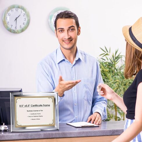 Namalu 4 قطع إطار رخصة عمل مقاس 8.5 × 5.5، إطار صورة لإطارات الشهادات الزجاجية الفضية لجائزة دبلوم المستندات لعرض رخصة الأعمال على الطاولة in Kuwait