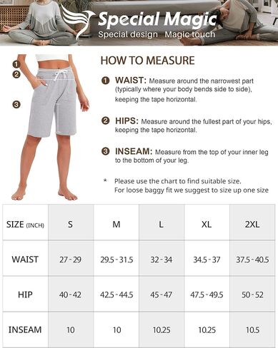 SPECIALMAGIC Cotton Sweat Shorts with Pockets for Women 10" Athletic Lounge Sports Workout Bermuda Knee Shorts in Kuwait
