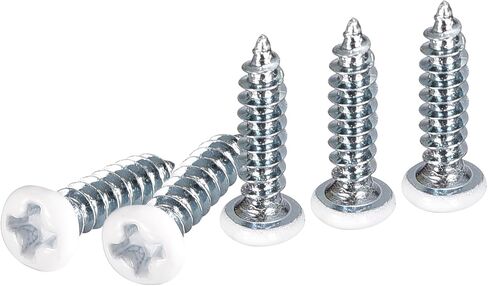 ST3x8mm White Screws 100Pack - Zinc Plated Carbon Steel Pan Head Phillips Sheet Metal Screw Self-tapping Screw Wood Screws in Saudi Arabia