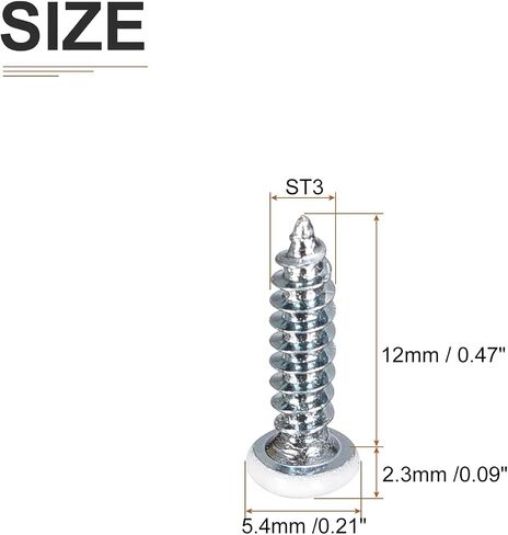 ST3x8mm White Screws 100Pack - Zinc Plated Carbon Steel Pan Head Phillips Sheet Metal Screw Self-tapping Screw Wood Screws in Saudi Arabia