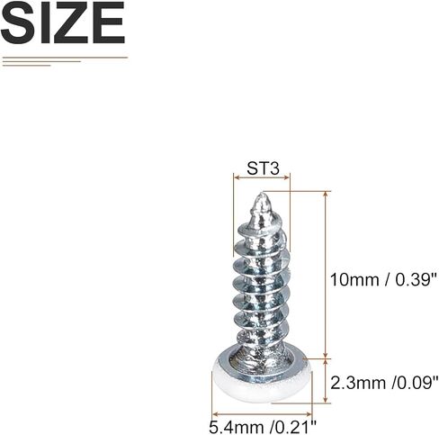 ST3x8mm White Screws 100Pack - Zinc Plated Carbon Steel Pan Head Phillips Sheet Metal Screw Self-tapping Screw Wood Screws in Saudi Arabia