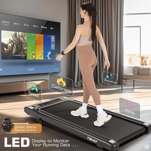 Treadmill with Incline FUNMILY Walking Pad Treadmill, 2.5HP Under Desk Treadmill for Home/Gym/Office with Remote Watch | LED Touch Screen | No Assembly Required in Saudi Arabia