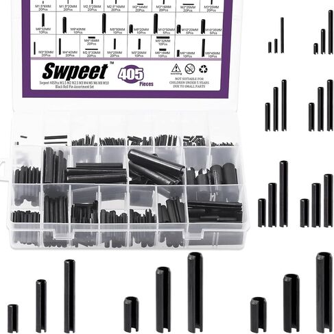 Swpeet 230Pcs 11 Sizes M2 M3 M4 M5 M6 M8 M10 Black Metric Roll Pin Assortment Set with Storage Case, Slotted Spring Pin Steel Black Dowel Tension Roll Pin for Home Improvement Automotive Repair in Saudi Arabia