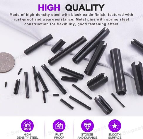 Swpeet 230Pcs 11 Sizes M2 M3 M4 M5 M6 M8 M10 Black Metric Roll Pin Assortment Set with Storage Case, Slotted Spring Pin Steel Black Dowel Tension Roll Pin for Home Improvement Automotive Repair in Saudi Arabia
