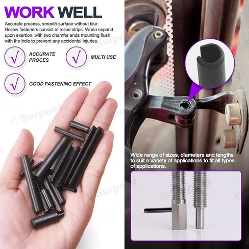 Swpeet 230Pcs 11 Sizes M2 M3 M4 M5 M6 M8 M10 Black Metric Roll Pin Assortment Set with Storage Case, Slotted Spring Pin Steel Black Dowel Tension Roll Pin for Home Improvement Automotive Repair in Saudi Arabia