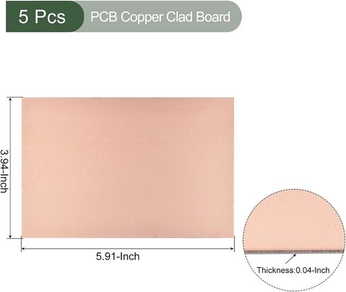 YOKIVE 5 Pcs PCB Copper Clad Board, FR4 Double-Sided Blank Circuit Boards, Great for Electronic Hobbies, Etching, Circuit Projects (70mmx50mmx1.5mm) in Saudi Arabia