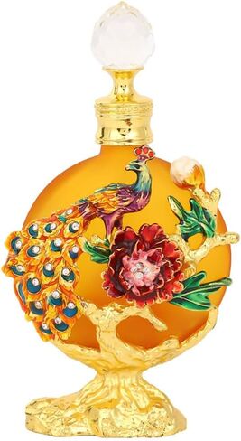 30ML Golden Peacock Glass Perfume Bottle Empty Decorative Fancy Crystal Perfume Bottle Beautiful Vintage Perfume Bottle Can Fill Perfume Essential Oil Bottle Empty, CYJS-036 in Saudi Arabia