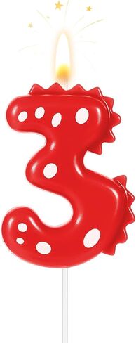 Birthday Number Candles, Red Dinosaur Candle Birthday Cake Candles Dinosaur Numeral Birthday Candle for Dinosaur Theme Party Birthday Decoration Supplies(Number 0) in Saudi Arabia