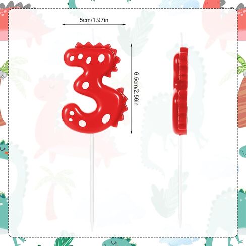 Birthday Number Candles, Red Dinosaur Candle Birthday Cake Candles Dinosaur Numeral Birthday Candle for Dinosaur Theme Party Birthday Decoration Supplies(Number 0) in Saudi Arabia