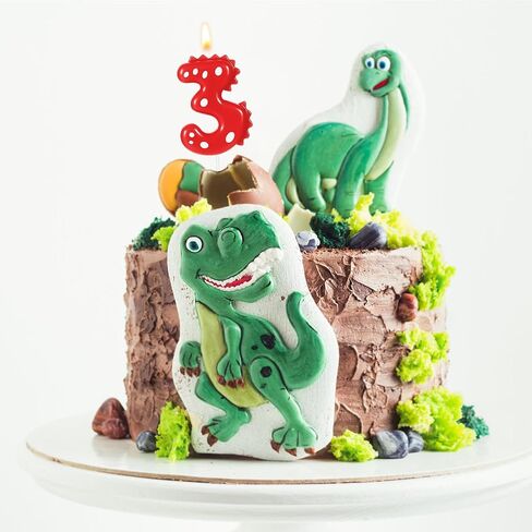 Birthday Number Candles, Red Dinosaur Candle Birthday Cake Candles Dinosaur Numeral Birthday Candle for Dinosaur Theme Party Birthday Decoration Supplies(Number 0) in Saudi Arabia