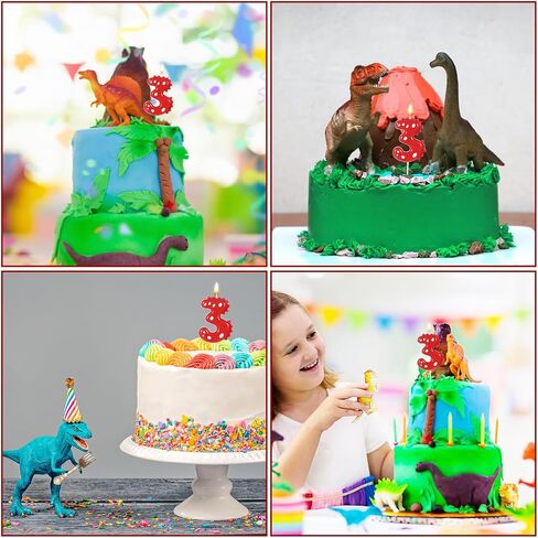 Birthday Number Candles, Red Dinosaur Candle Birthday Cake Candles Dinosaur Numeral Birthday Candle for Dinosaur Theme Party Birthday Decoration Supplies(Number 0) in Saudi Arabia