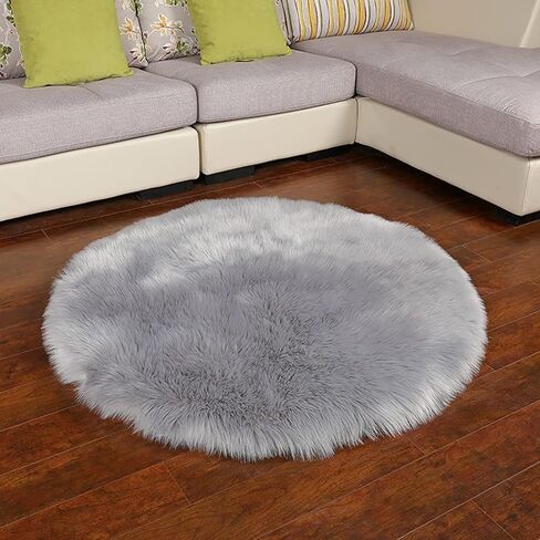 Carpets Soft Artificial Sheepskin Faux Fleece Chair Cover Seat Pad Soft Fluffy Shaggy Area Rugs Non Slip Mats for Chair Bed Sofa Floor(45x45cm) White in Kuwait