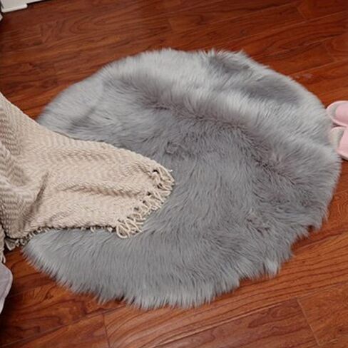 Carpets Soft Artificial Sheepskin Faux Fleece Chair Cover Seat Pad Soft Fluffy Shaggy Area Rugs Non Slip Mats for Chair Bed Sofa Floor(45x45cm) White in Kuwait
