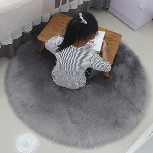 Carpets Soft Artificial Sheepskin Faux Fleece Chair Cover Seat Pad Soft Fluffy Shaggy Area Rugs Non Slip Mats for Chair Bed Sofa Floor(45x45cm) White in Kuwait