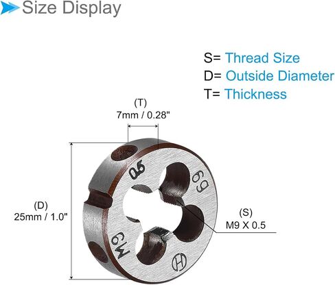 Metric Adjustable Round Die, M4 x 0.7, Alloy Steel Thread Left Hand Threading Die - (Applications: for Processing External Threads for Metal Plastic) in Saudi Arabia