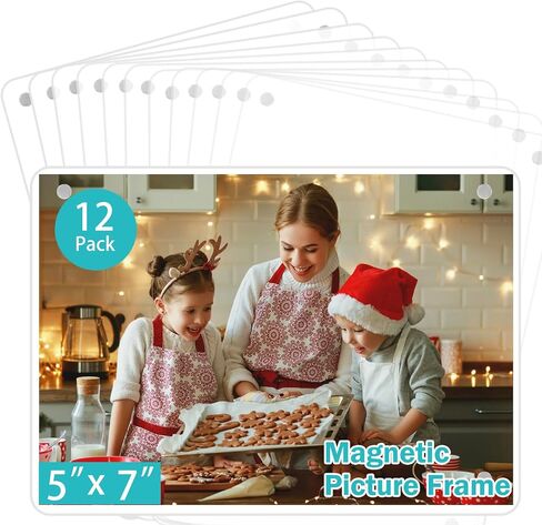 Acrylic Fridge Magnetic Frame, Double Sided Clear Magnetic Picture Frame, Clear Frameless Magnetic Refrigerator Photo Frame for Fujifilm Instax Mini, 42.36x 3.54 Inch,Pack of 12 in Saudi Arabia