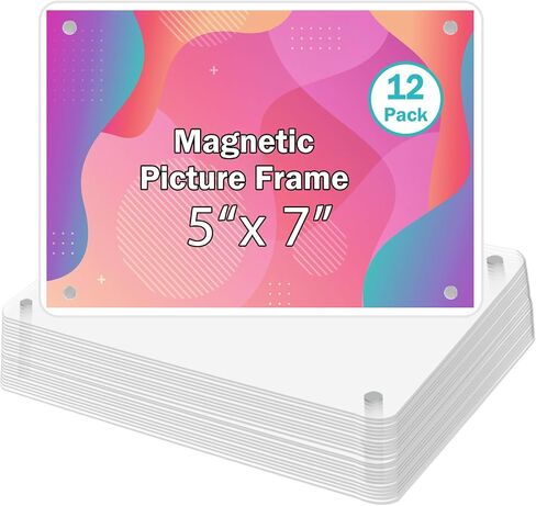Acrylic Fridge Magnetic Frame, Double Sided Clear Magnetic Picture Frame, Clear Frameless Magnetic Refrigerator Photo Frame for Fujifilm Instax Mini, 42.36x 3.54 Inch,Pack of 12 in Saudi Arabia