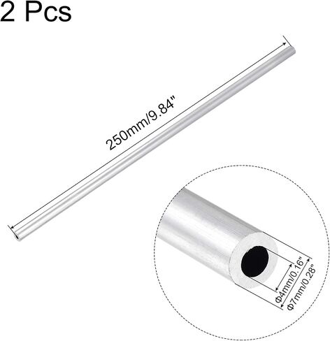 uxcell 6063 Aluminum Round Tube 3mm OD 2mm Inner Dia 250mm Length Pipe Tubing 2 Pcs in Saudi Arabia