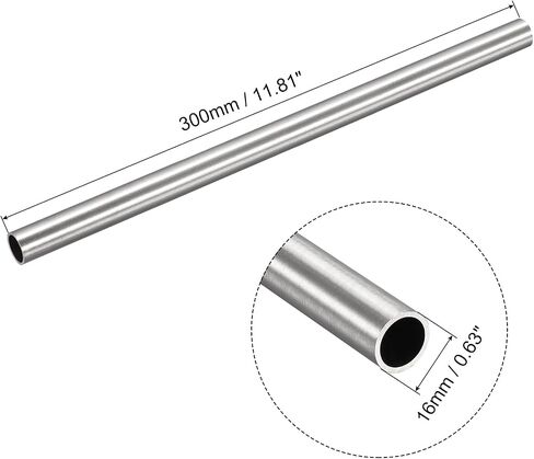 uxcell 304 Stainless Steel Tube, OD 16mm x 1mm Wall Thick 300mm Length Capillary Metal Tubing for Industry Machinery in Saudi Arabia