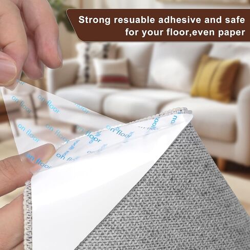 Rug Pad Gripper - Washable Grippers for Rug, Non Slip Rug Pads for Hardwood Floors, Under Rug Carpet Tape : Keep Your Rug in Place & Make Corner Flat in Saudi Arabia