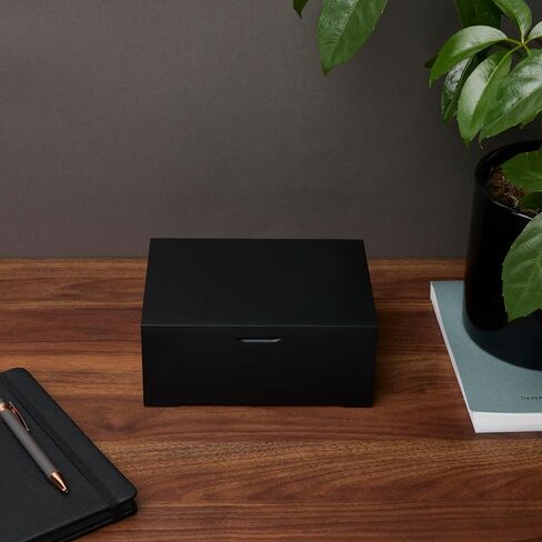 Mile & Stone Keepsake Box, Wooden Box for Storing Mementos, Sturdy Storage Box for Trinkets, Jewelry, and Collectibles, Stylish Memory Box for Men, 8 x 6 x 3.3 Inches, Black in Saudi Arabia