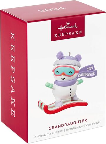 Hallmark Keepsake Christmas Ornament 2024, Granddaughter Snowboarding Snowman 2024, Family Gifts in Saudi Arabia