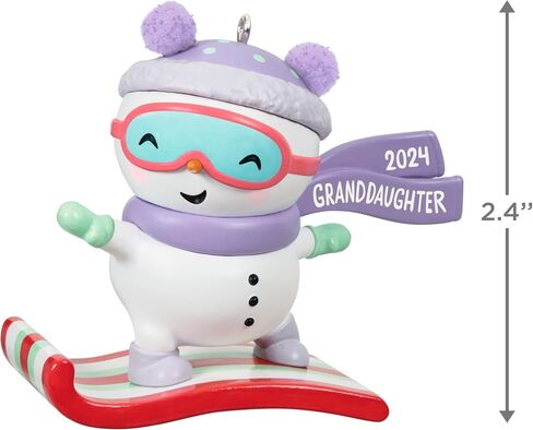 Hallmark Keepsake Christmas Ornament 2024, Granddaughter Snowboarding Snowman 2024, Family Gifts in Saudi Arabia