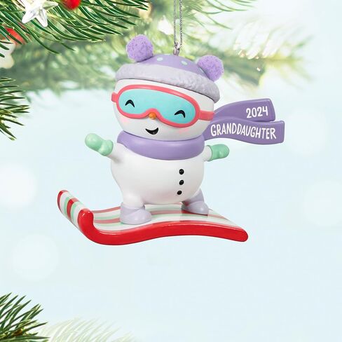 Hallmark Keepsake Christmas Ornament 2024, Granddaughter Snowboarding Snowman 2024, Family Gifts in Saudi Arabia