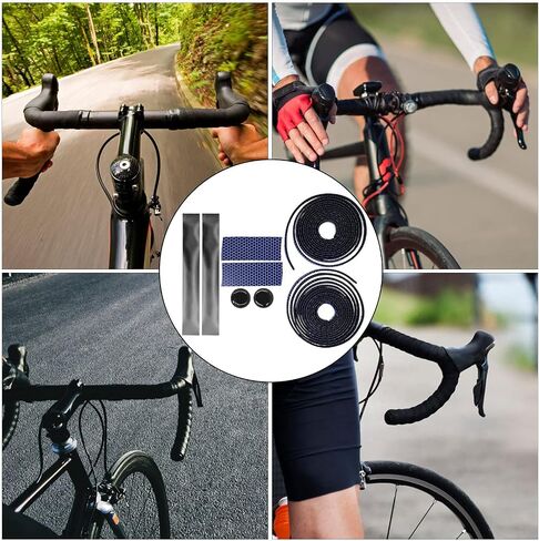 Road Bike Handle Tapes, Easy Grasping Handlebar Wraps Sturdy Durable Impact Absorbtion with Handlebar Plugs for Road Bicycles for Mountain Bicycles(Dark in Saudi Arabia