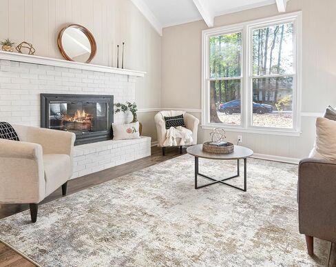 3X10 Washable Runner Rug for Hallway: Soft Neutral Modern Abstract Area Rug - Non-Slip Low Pile Long Throw Indoor Carpet for Kitchen Entryway Kitchen Bedroom Laundry- Brown Grey in Saudi Arabia