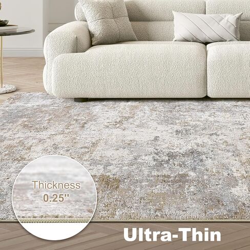 3X10 Washable Runner Rug for Hallway: Soft Neutral Modern Abstract Area Rug - Non-Slip Low Pile Long Throw Indoor Carpet for Kitchen Entryway Kitchen Bedroom Laundry- Brown Grey in Saudi Arabia