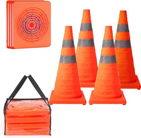 Collapsible Traffic Cone 1 Pack 18 inch Orange Road Parking Safety Cones with Reflective Collars Multi Purpose Pop-up Cones Extendable Safety Cone for RV Trailer Camper Parking Lot in Saudi Arabia