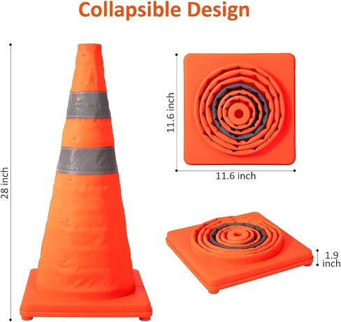 Collapsible Traffic Cone 1 Pack 18 inch Orange Road Parking Safety Cones with Reflective Collars Multi Purpose Pop-up Cones Extendable Safety Cone for RV Trailer Camper Parking Lot in Saudi Arabia