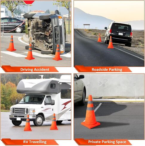 Collapsible Traffic Cone 1 Pack 18 inch Orange Road Parking Safety Cones with Reflective Collars Multi Purpose Pop-up Cones Extendable Safety Cone for RV Trailer Camper Parking Lot in Saudi Arabia