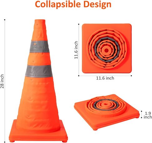 Collapsible Traffic Cone 1 Pack 18 inch Orange Road Parking Safety Cones with Reflective Collars Multi Purpose Pop-up Cones Extendable Safety Cone for RV Trailer Camper Parking Lot in Kuwait