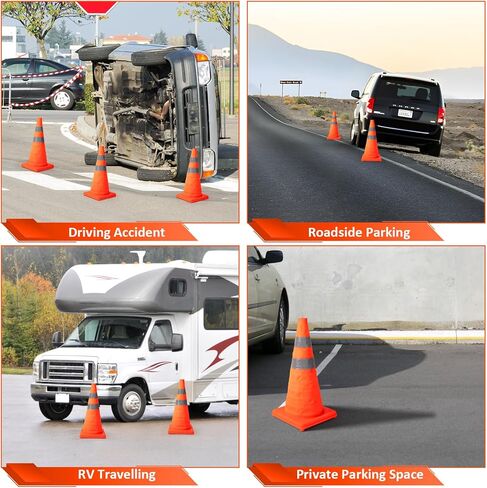 Collapsible Traffic Cone 1 Pack 18 inch Orange Road Parking Safety Cones with Reflective Collars Multi Purpose Pop-up Cones Extendable Safety Cone for RV Trailer Camper Parking Lot in Kuwait