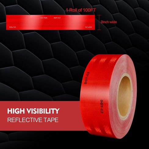 DOT-C2 Reflective Tape, DOT Reflective Tapes 2" x 30Feet Waterproof Red Adhesive Reflector Tape for Trailer Cars Trucks Outdoor in Saudi Arabia
