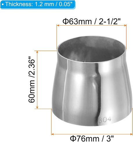 PATIKIL مخفض متحد المركز، 2 حزمة 1-1 / 2 "إلى 2" HVAC مخفض متحد المركز وزيادة أنابيب اللحام موصل الأنابيب 304 الفولاذ المقاوم للصدأ للمشروبات الغذائية in Kuwait
